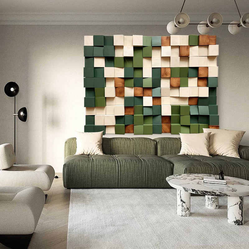 Green Sculptured art Painting Green Wood carving wall art Green Abstract 3D Textured Wall Art