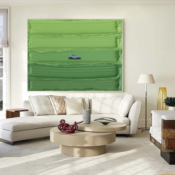 Large Green Textured Painting on Canvas Green Sports Oil Painting Green abstract art Green Minimalist Wall Art