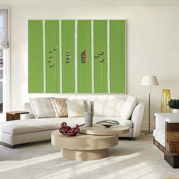 Green abstract art Large Green Textured Painting on Canvas Green Minimalist Wall Art Green Football Sports Oil Painting