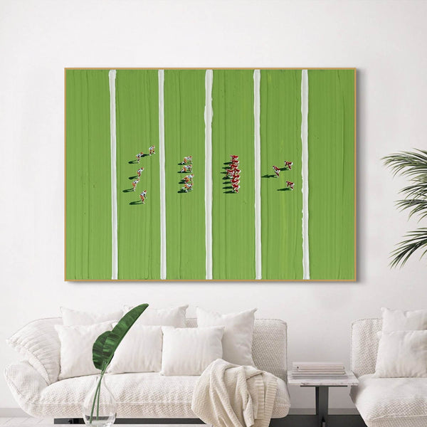 Green abstract art Large Green Textured Painting on Canvas Green Minimalist Wall Art Green Football Sports Oil Painting