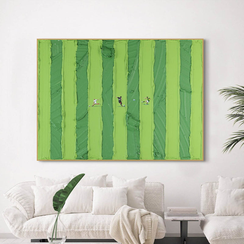 Football Sports Oil Painting Green abstract art Large Green Textured Painting on Canvas Green Minimalist Wall Art 