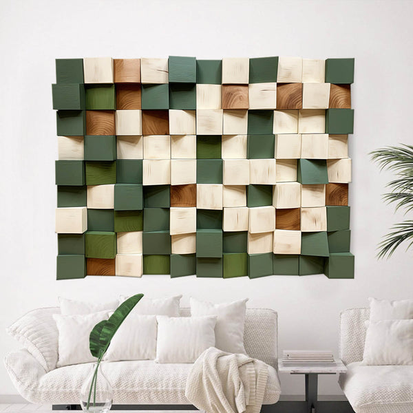 Green 3D Textured Wall Art Green Sculptured art Painting Green Wood carving wall art 