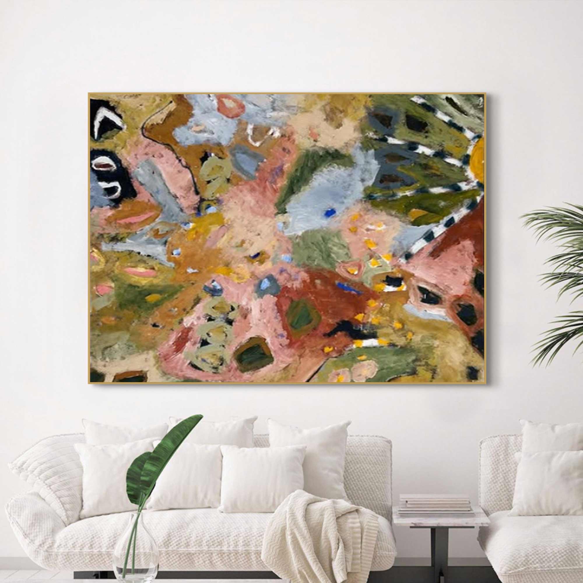 Brown graffiti art brown pop abstract art Earth-toned floral painting