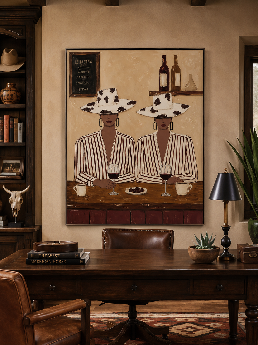 Bohemian Bistro Art Elegant Women Wine Painting For Dining Room Wall Decor