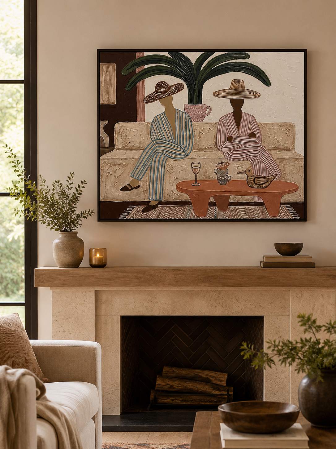 Boho Couple Wall Art Tropical Resort Art Neutral Coastal For Coastal Living Room Decor