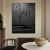 Black textured wall art Black Textured Painting Contemporary Black Abstract Painting