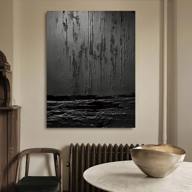 Black textured wall art Black Textured Painting Contemporary Black Abstract Painting