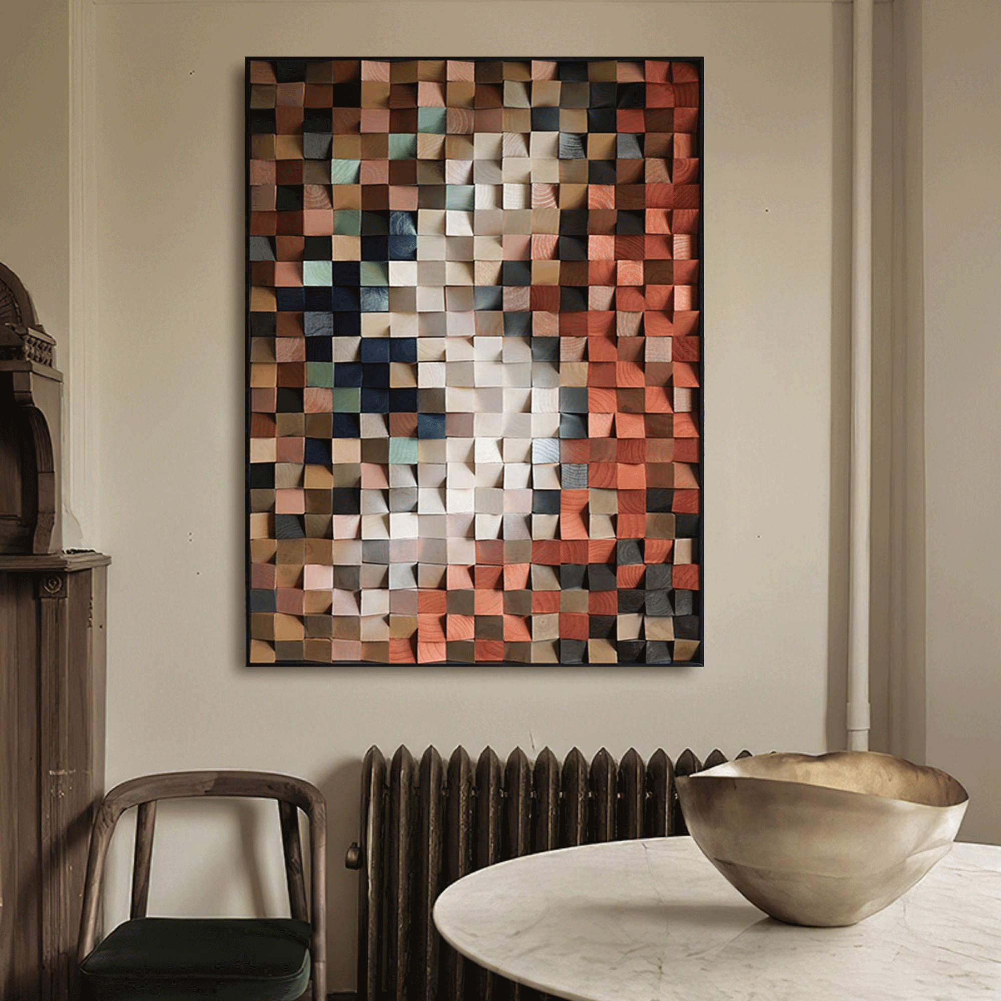 Wood sculpture Wall Decor Wood Wall Decor Geometric Wood Wall Art