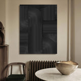 Large Black Abstract Painting Black wall art Black plaster art Black textured wall art 