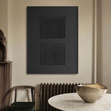 Black 3D Textured Painting Black 3D Minimalist Painting Large Black Abstract Painting