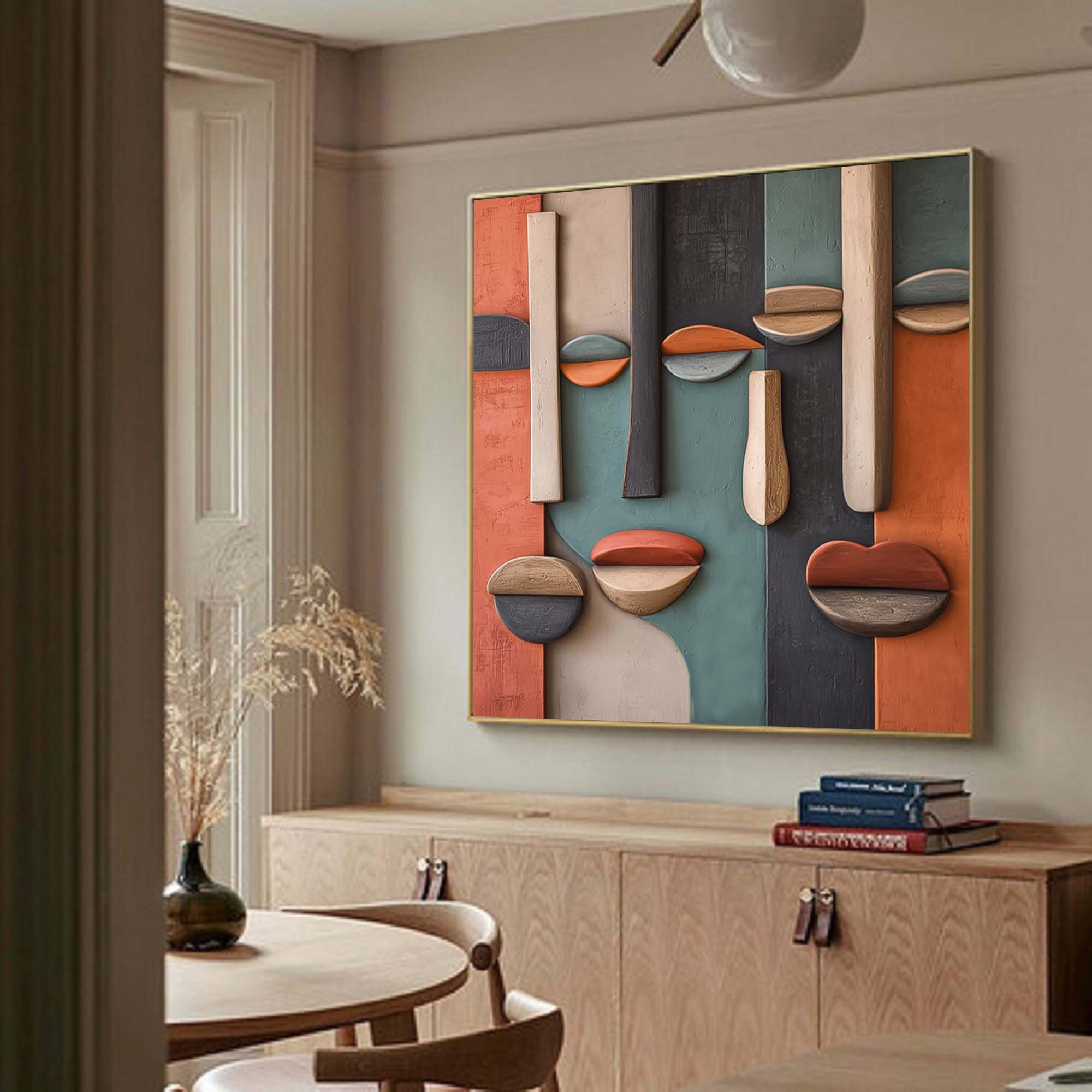 Face Sculptured art Painting Wood carving wall art Abstract painting