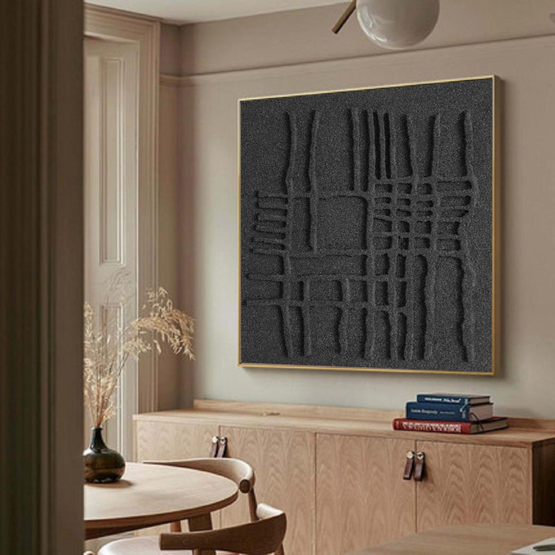 Large Black Abstract Painting Black 3D Abstract Painting Black 3D Textured Painting Black 3D Minimalist Painting Black abstract wall art