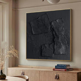 Black textured wall art Black plaster wall art Black Wabi-Sabi Wall Art Large Black Abstract Painting Black wall art Black plaster art