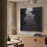 Black 3D Abstract Painting Black 3D Textured Painting Black 3D Minimalist Painting Large Black Abstract Painting Black abstract wall art