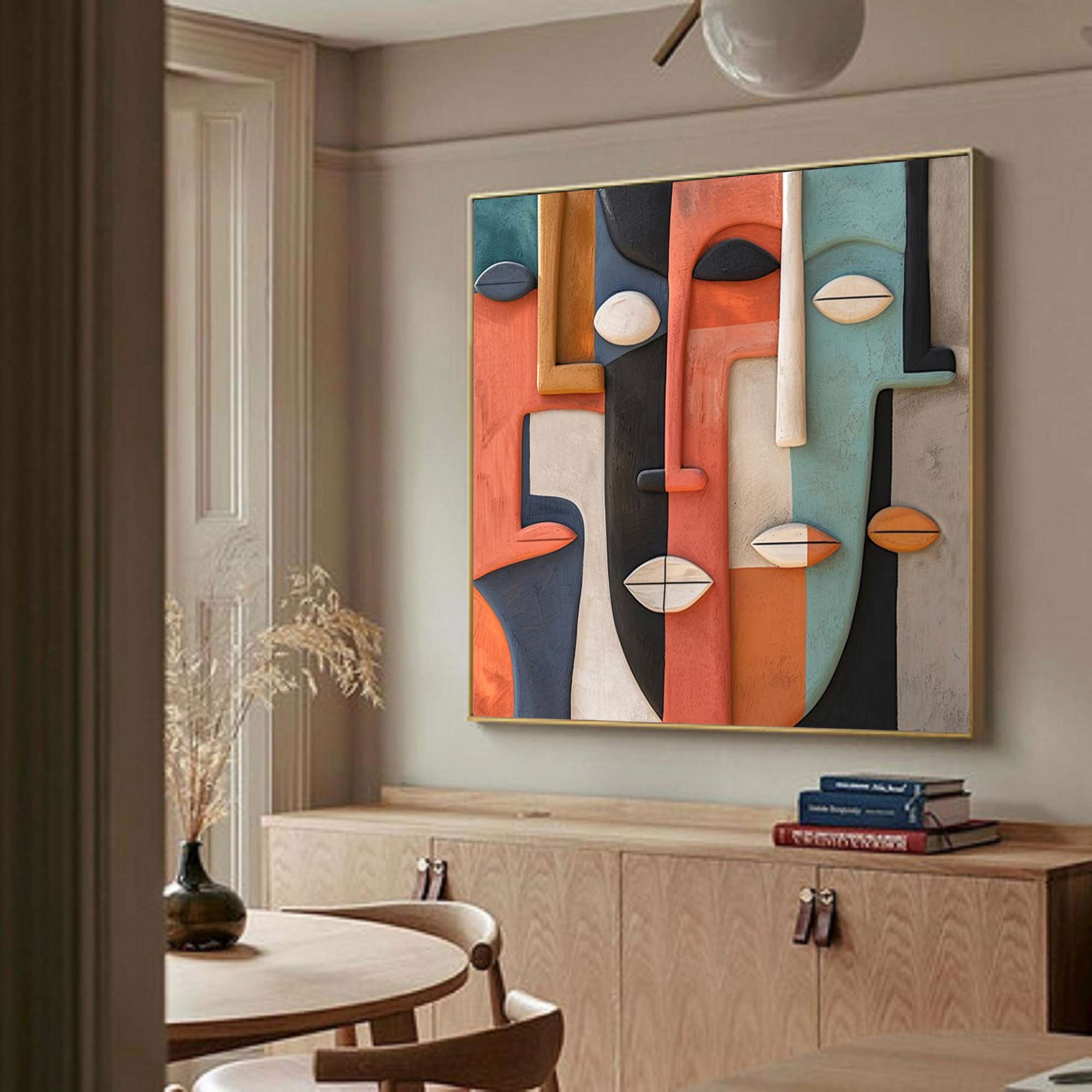 Wood carving wall art Face Sculptured art Painting Face Abstract wall art