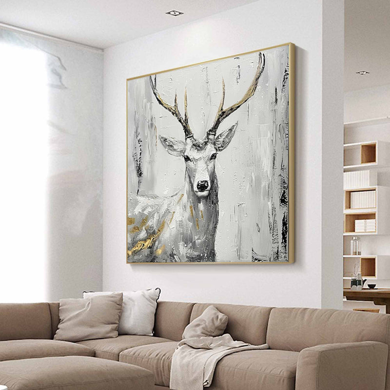 Deer wall decor Deer Canvas Wall Art Deer Abstract Painting Deer Wall Art Large Deer Artwork