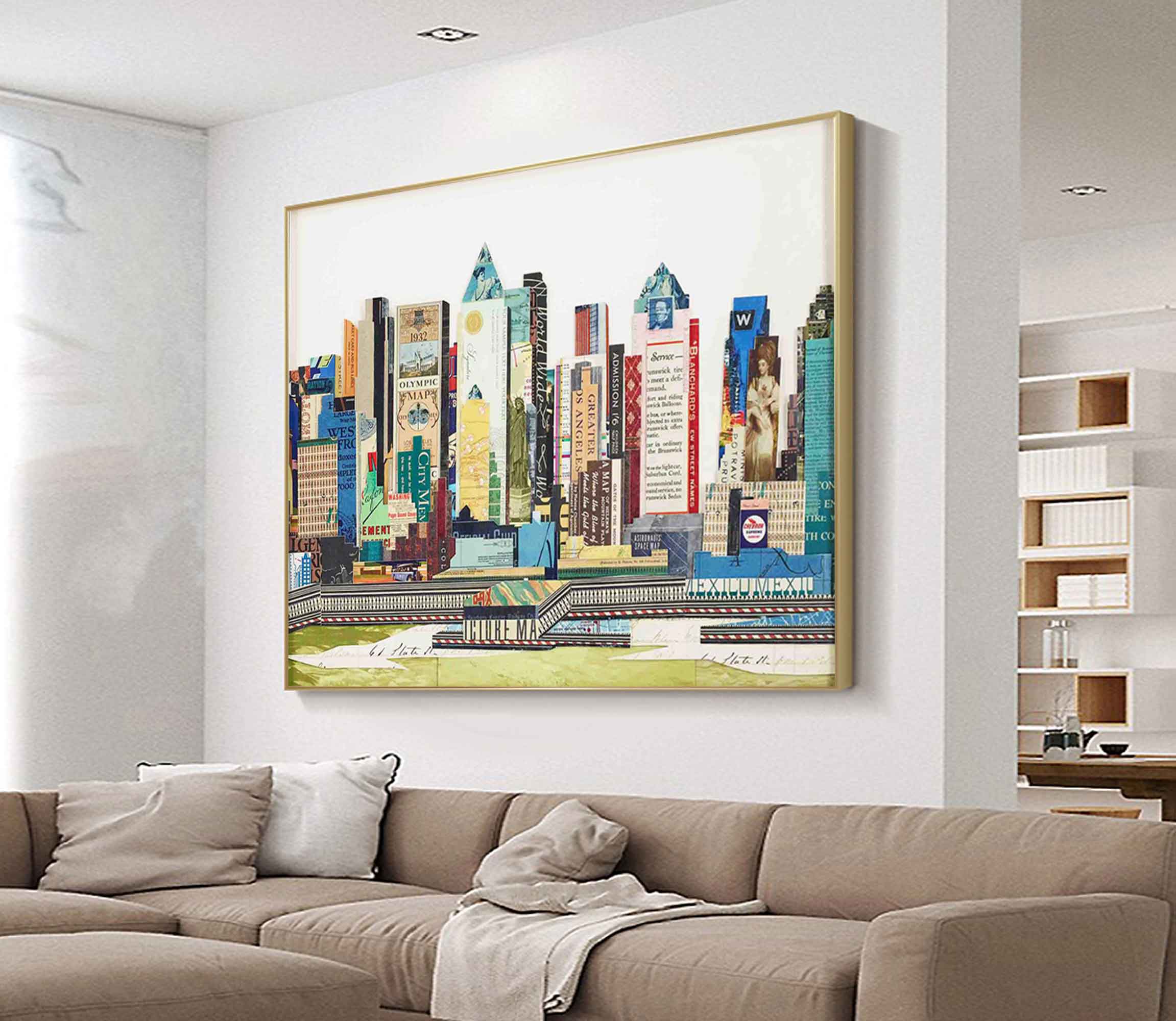 Abstract city painting Abstract city Collage art painting