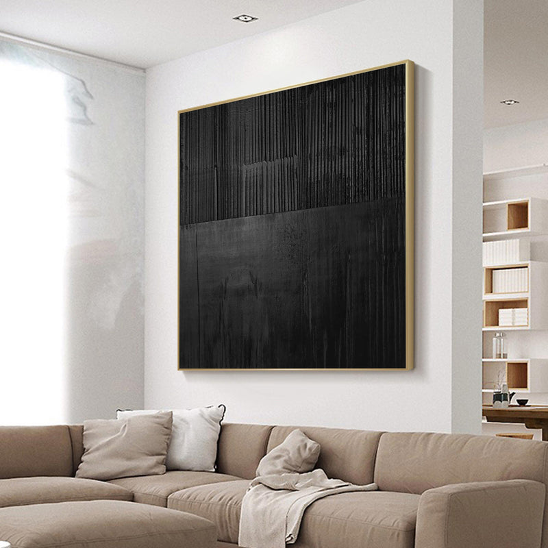 Black 3D Abstract Painting Black 3D Textured Painting Black 3D Minimalist Painting Large Black Abstract Painting Black abstract wall art