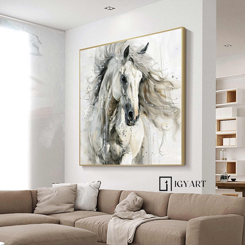 white horse painting Personalized Gifts Animal Painting Horse Painting Horse Oil Painting Horse Abstract Painting