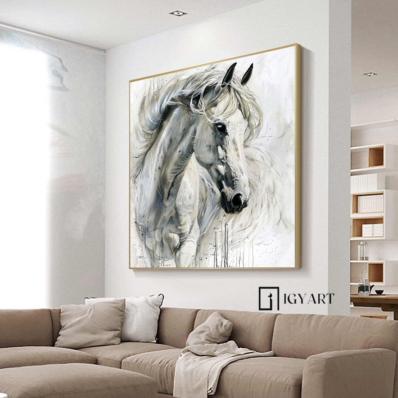 white horse painting Personalized Gifts Animal Painting Horse Painting Horse Oil Painting Horse Abstract Painting