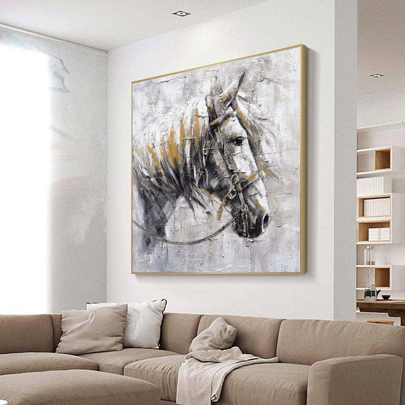 Ferghana horse painting black horse head painting Horse oil painting horse head painting Animal Painting black horse head painting