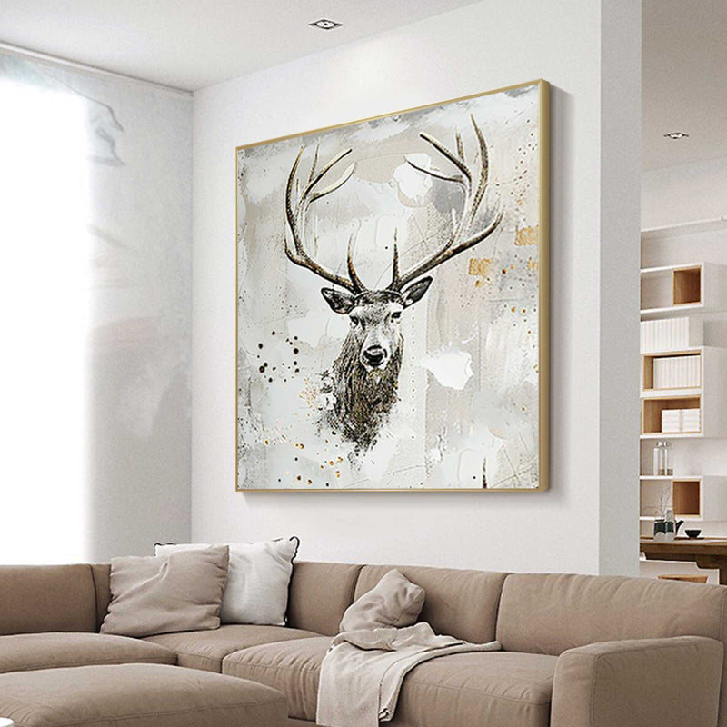 Deer wall decor Deer Canvas Wall Art Deer Abstract Painting Deer Wall Art Large Deer Artwork