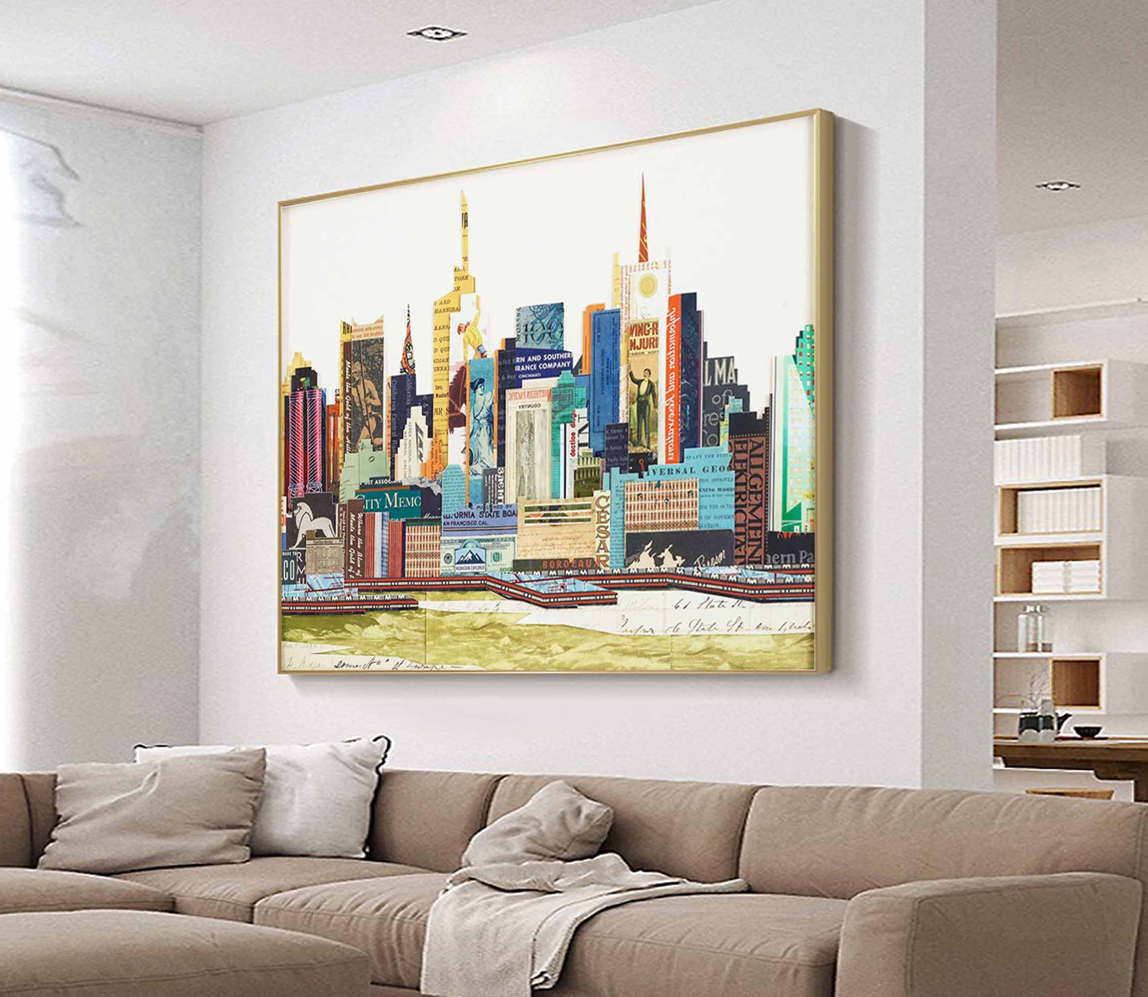 city Abstract Collage art painting Abstract city painting