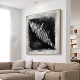 Black White Abstract Art Black Abstract Painting Large Black Abstract wall art Boho Living Room Wall Art