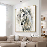 Horse Abstract Painting white horse painting Personalized Gifts Animal Painting Horse Painting Horse Oil Painting