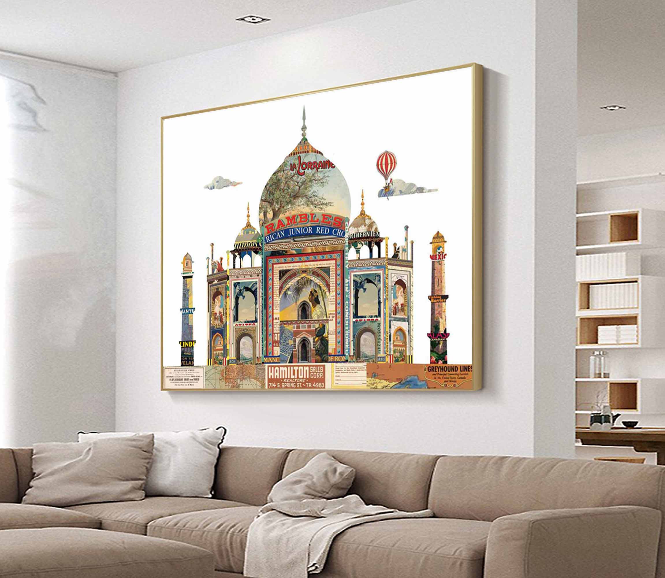 city Abstract Collage art painting White House Abstract painting 
