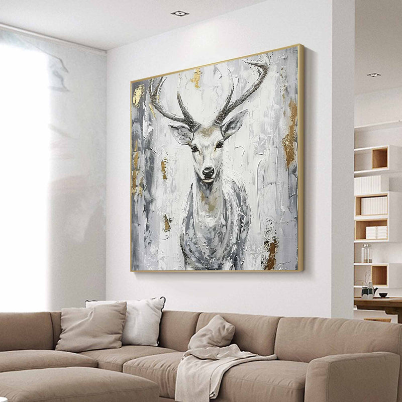 Deer wall decor Deer Canvas Wall Art Deer Abstract Painting Deer Wall Art Large Deer Artwork