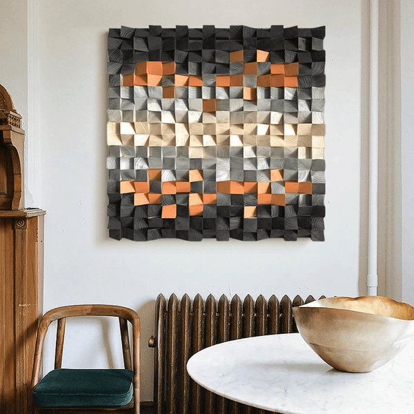 sculpture Textured Wall Decor Wood Block Art Geometric Wood Art Sculptured art Painting