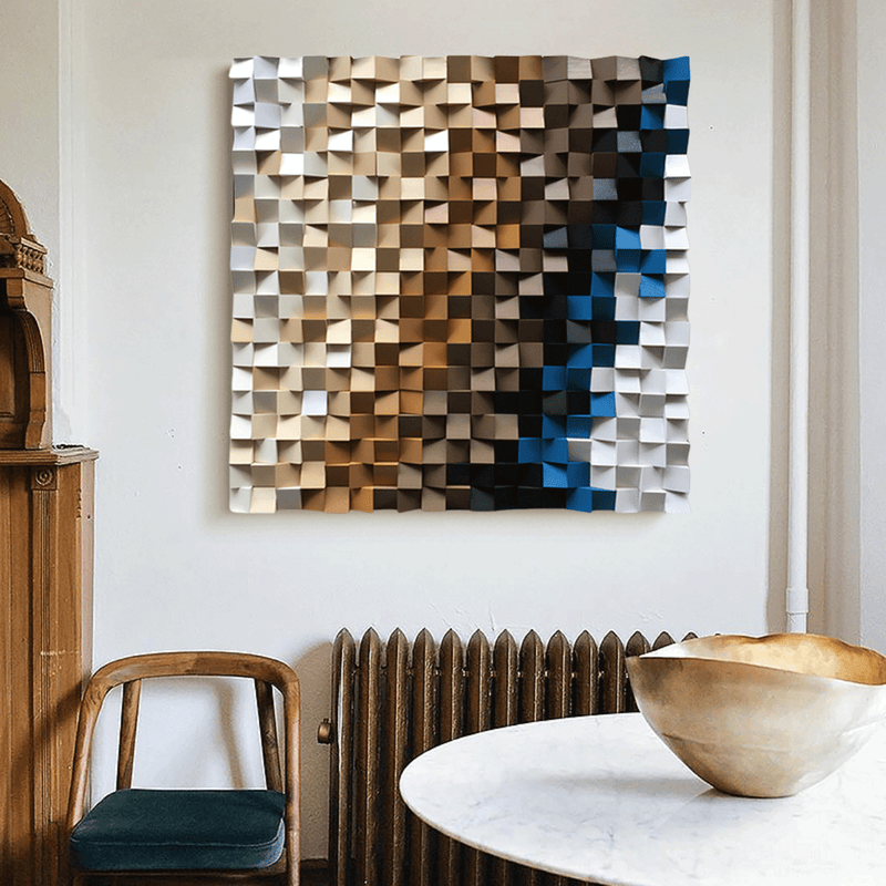 sculpture Textured Wall Decor Wood Block Art Geometric Wood Art Sculptured art Painting