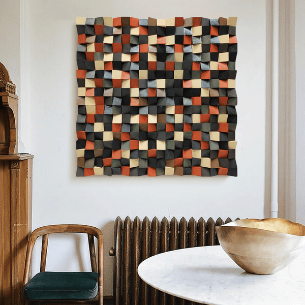 Geometric Wood Art Sculptured art Painting sculpture Textured Wall Decor Wood Block Art