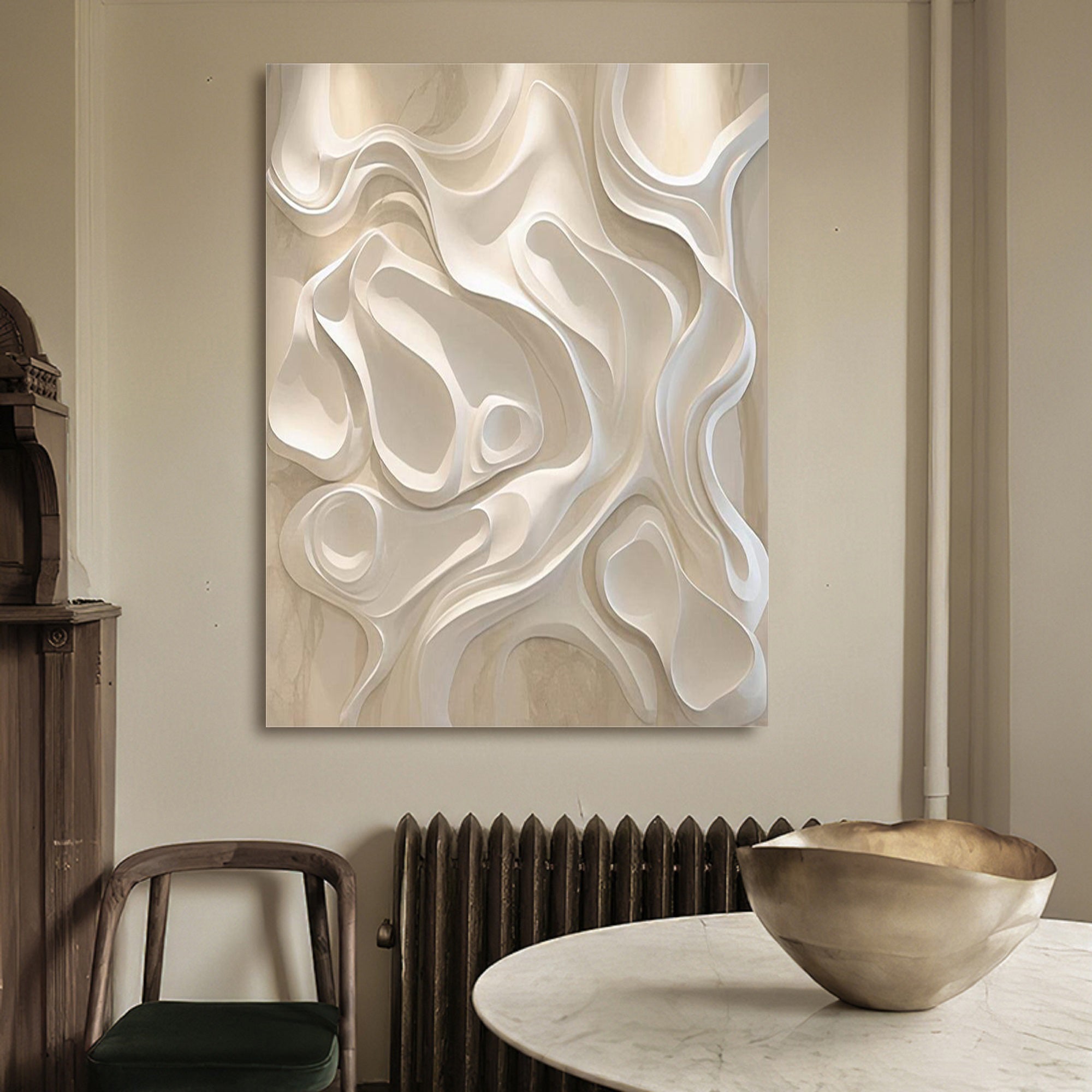 Beige sculpture Textured Wall Decor Beige Geometric Wood Wall Art