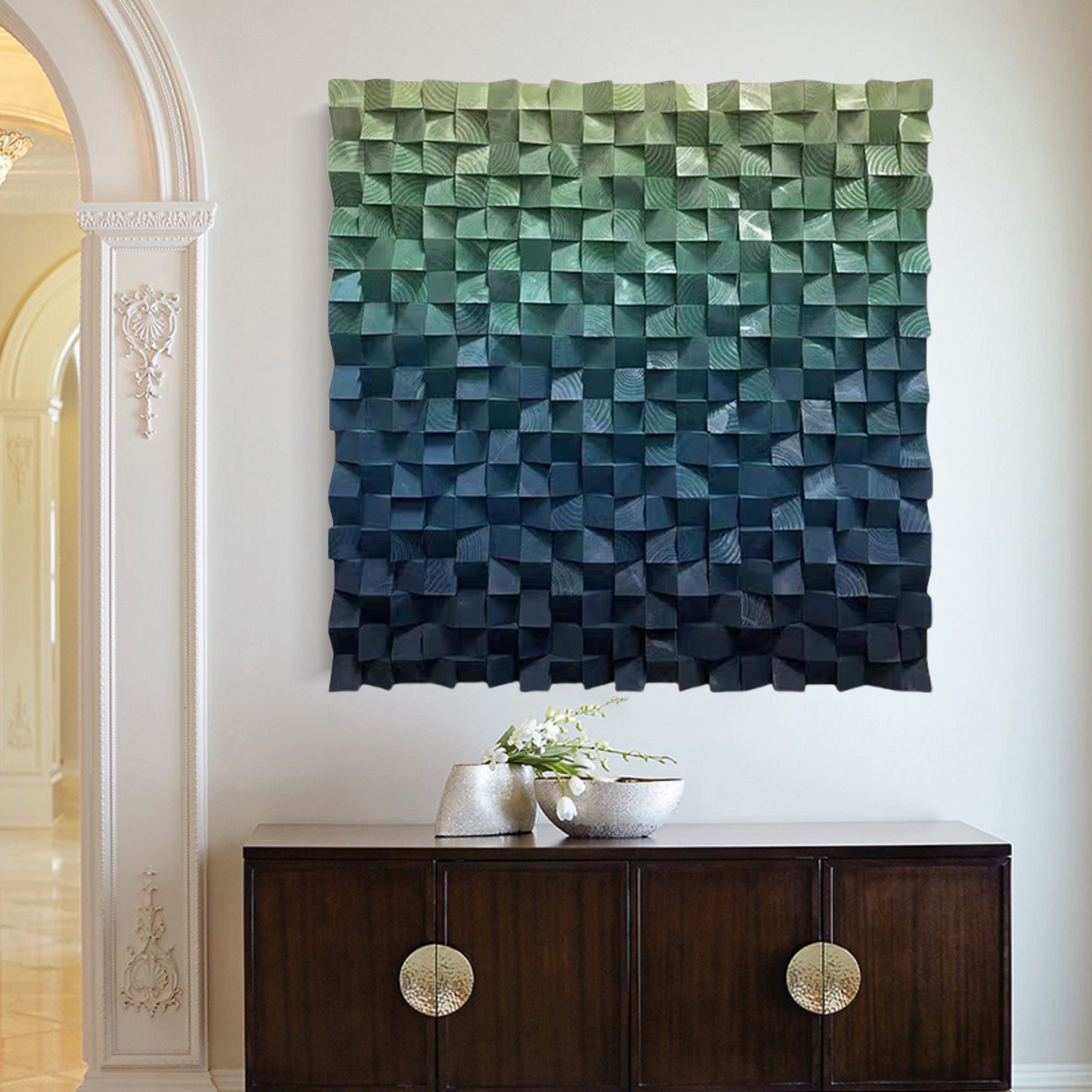 Wood wall Decor Wood Block Art Geometric Wood Art Sculptured art