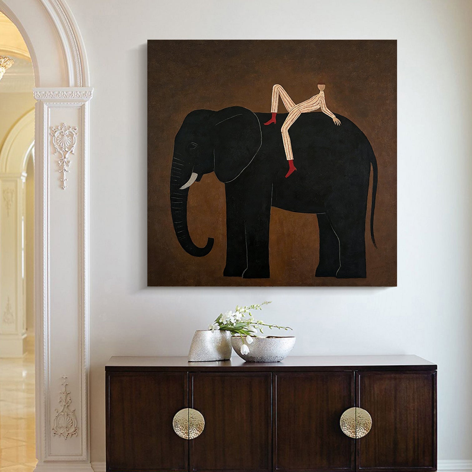 Surrealist Animal Portrait Wall Art Large Minimalist Surrealism Elephant Painting
