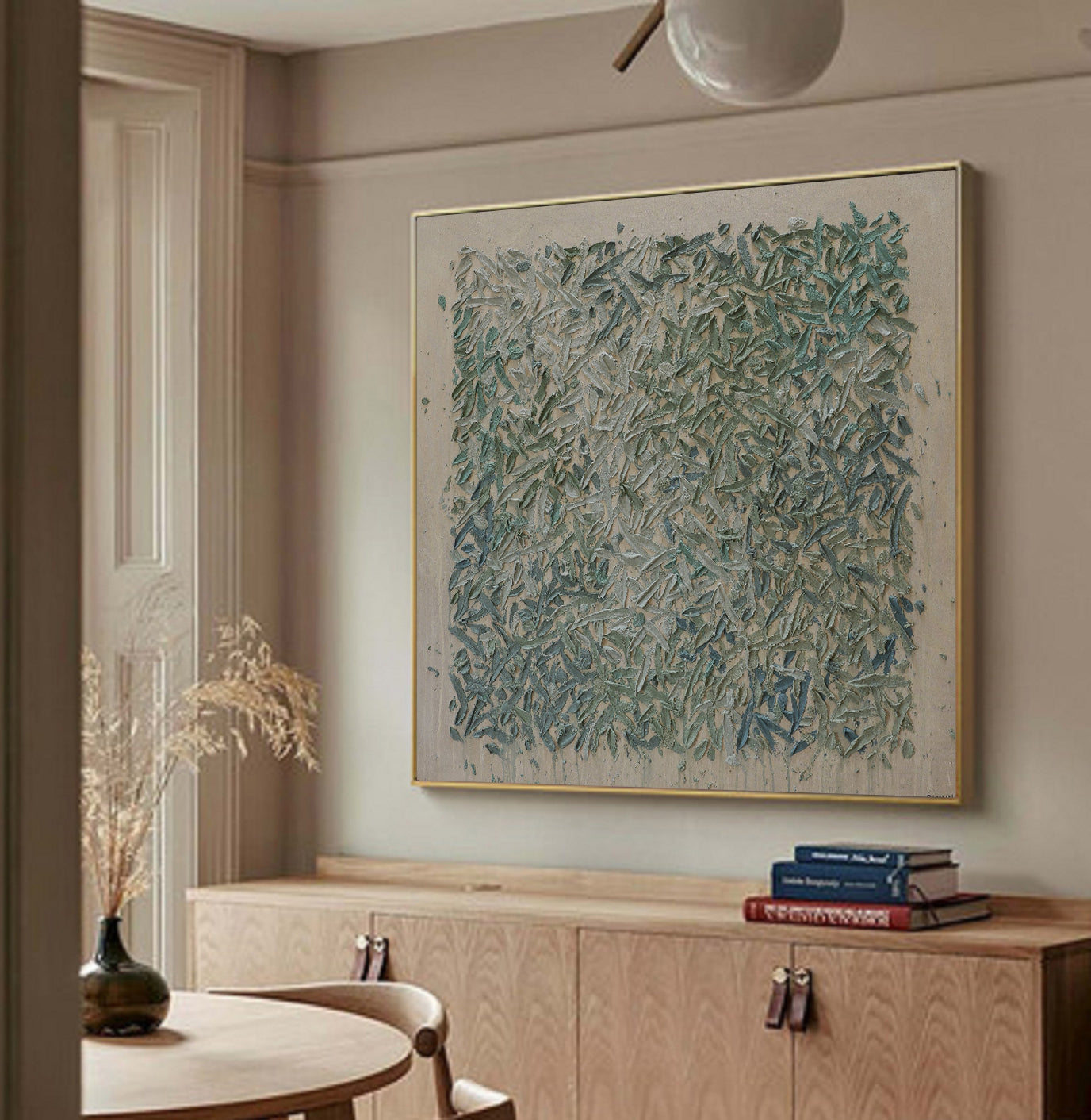 Green texture wall art green painting large green abstract painting
