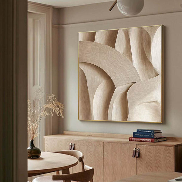 Wood carving wall art 3D Textured Wall Decor Beige Minimalist wall art