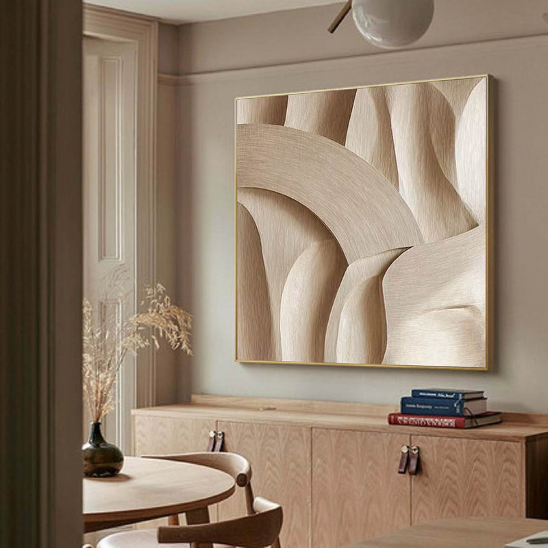 Wood carving wall art 3D Textured Wall Decor Beige Minimalist wall art