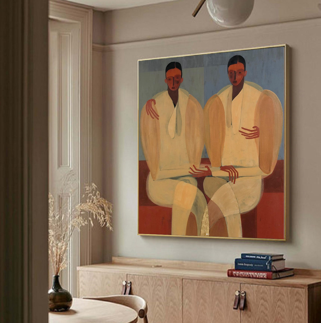 Stylized human figures painting, Contemporary abstract Portraits art