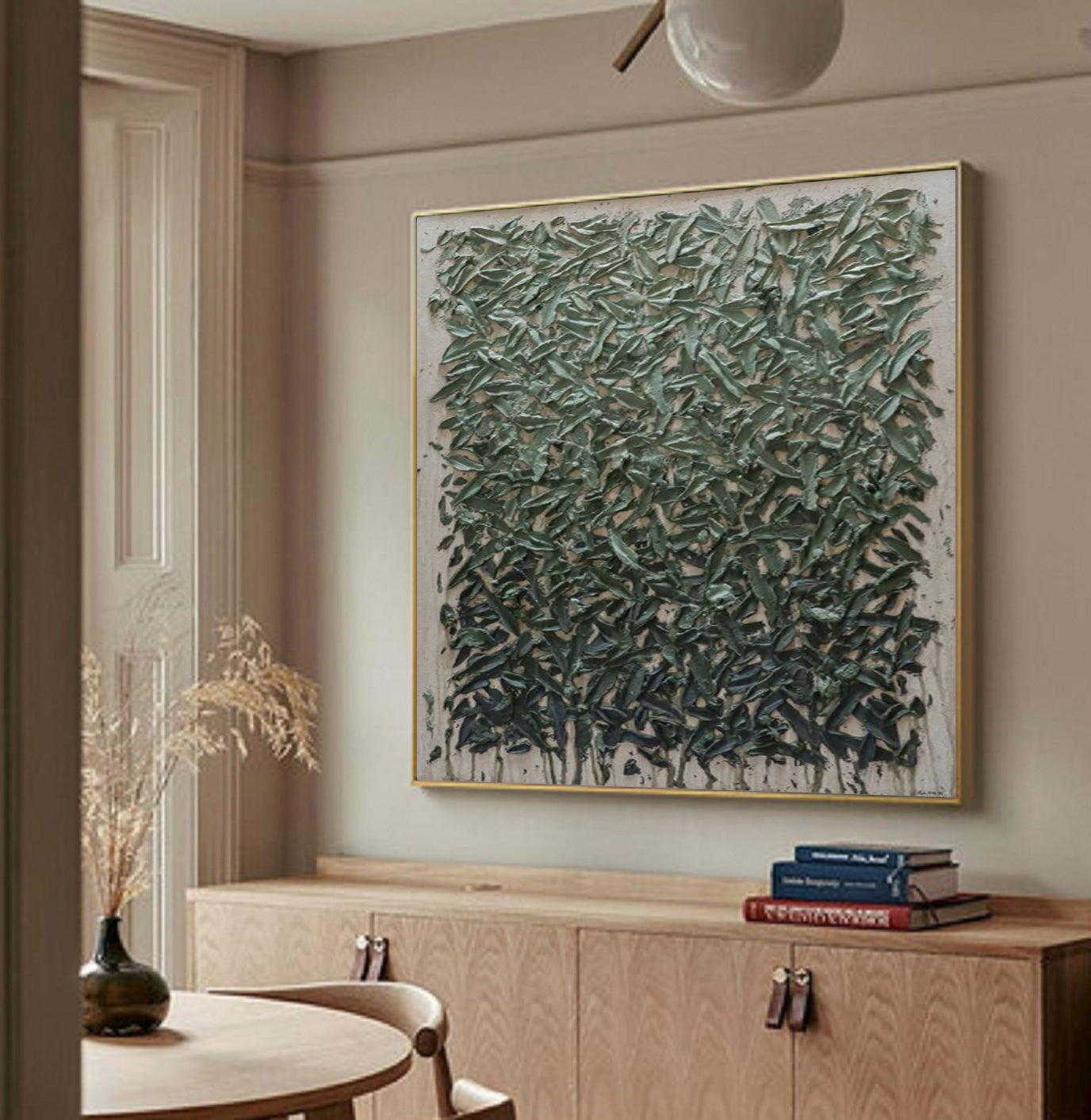 Large green abstract painting Green texture wall art green painting 
