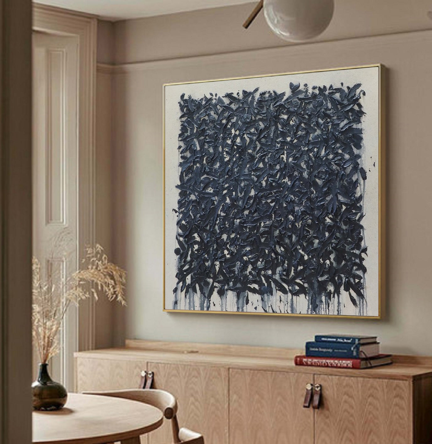 Large Black abstract painting Black texture wall art Black Abstract Art