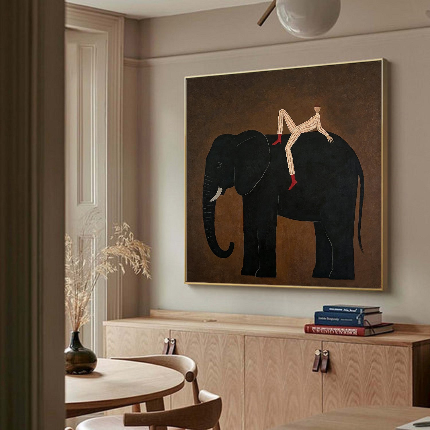 Surrealist Animal Portrait Wall Art Large Minimalist Surrealism Elephant Painting