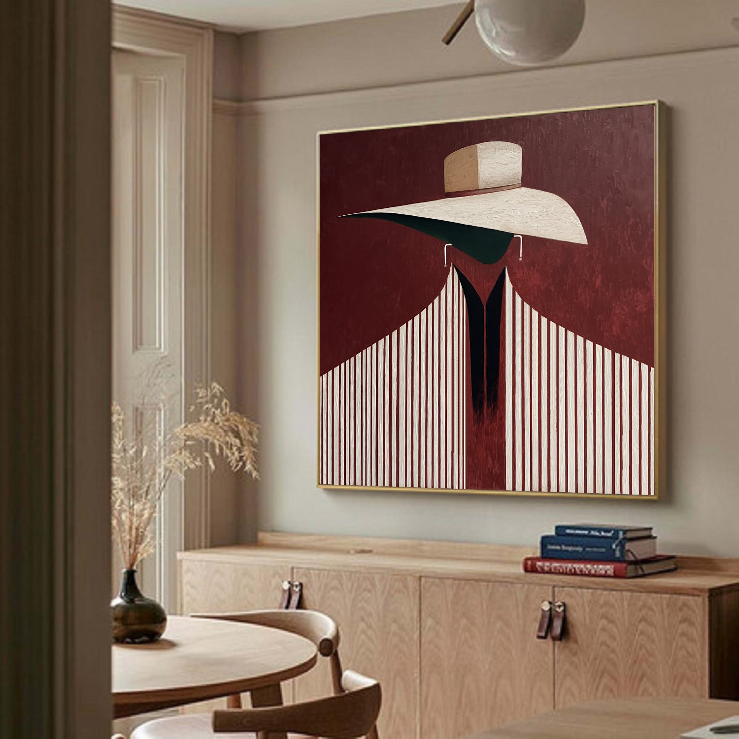 Hand-Painted Minimalist Portrait Art- Urban Chic Figural Oil Paintings