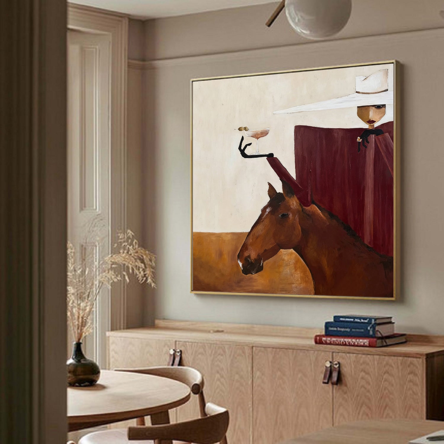 Mid-century Modern Minimalist Figure Painting Modern Abstract Lady Wall Art