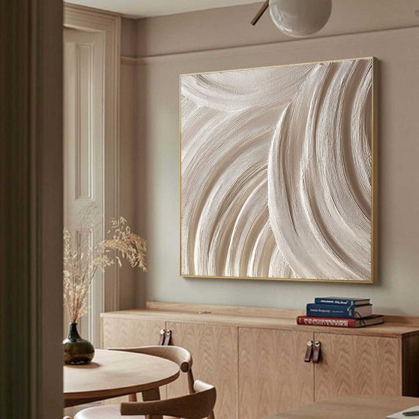 Wood carving wall art Beige Sculptured art 3D Textured Wall Decor