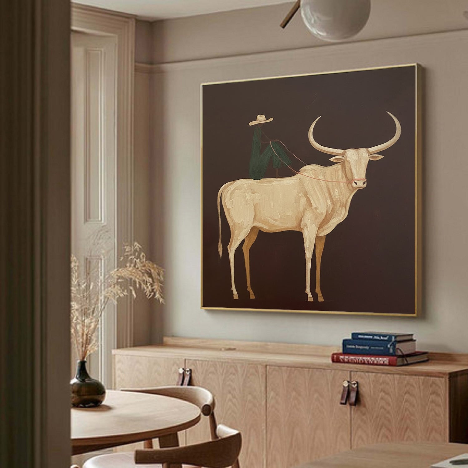 Surrealist Animal Art, Modern Impasto Technique, Minimalist Western Decor