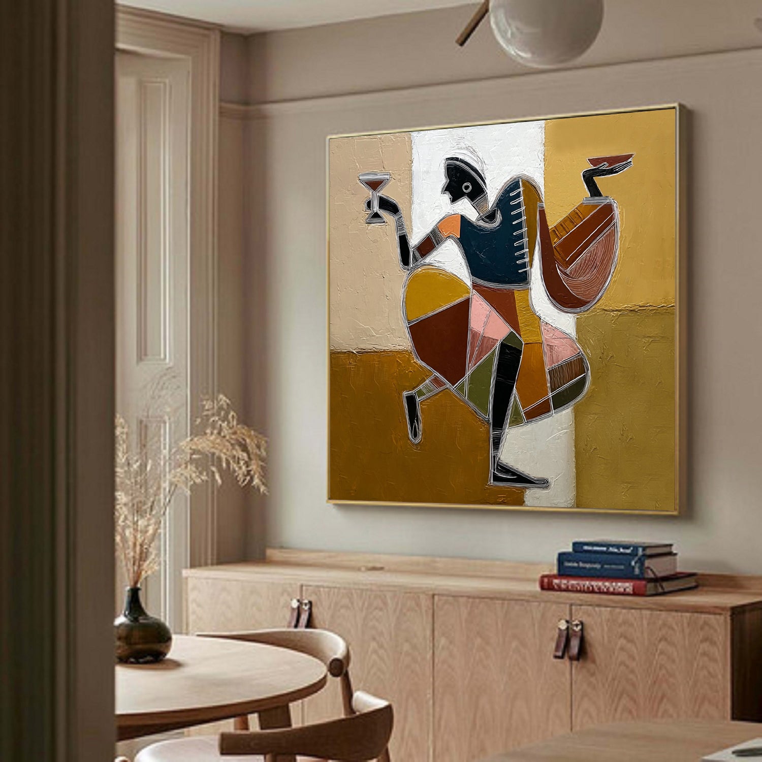 Hand-Painted Geometric Dancer Art | Modern Tribal & Urban Jazz Painting