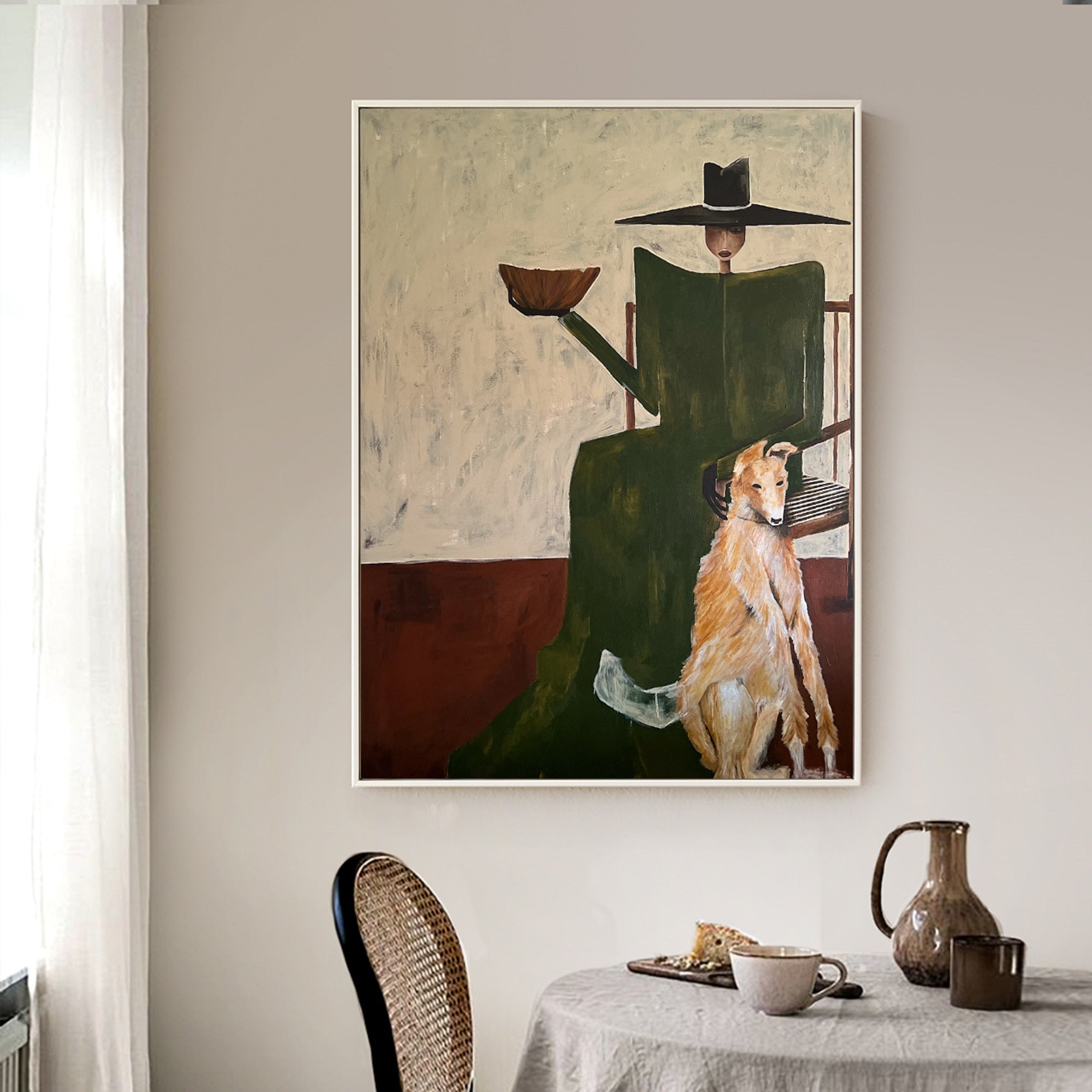 Hand-painted Abstract Figurative Wall painting Modern Greyhound Art